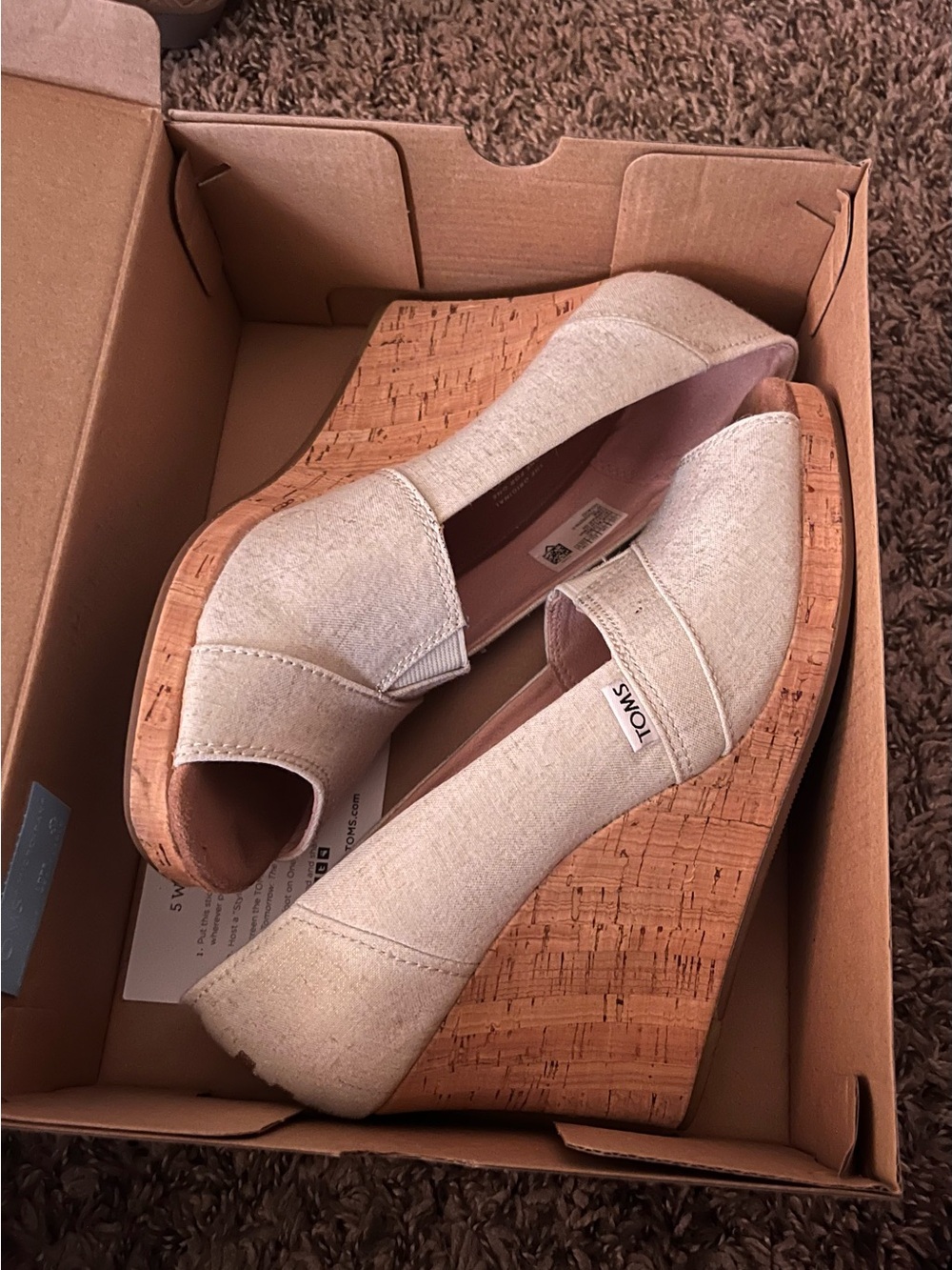 Toms Linen Cork Wedge Espadrilles